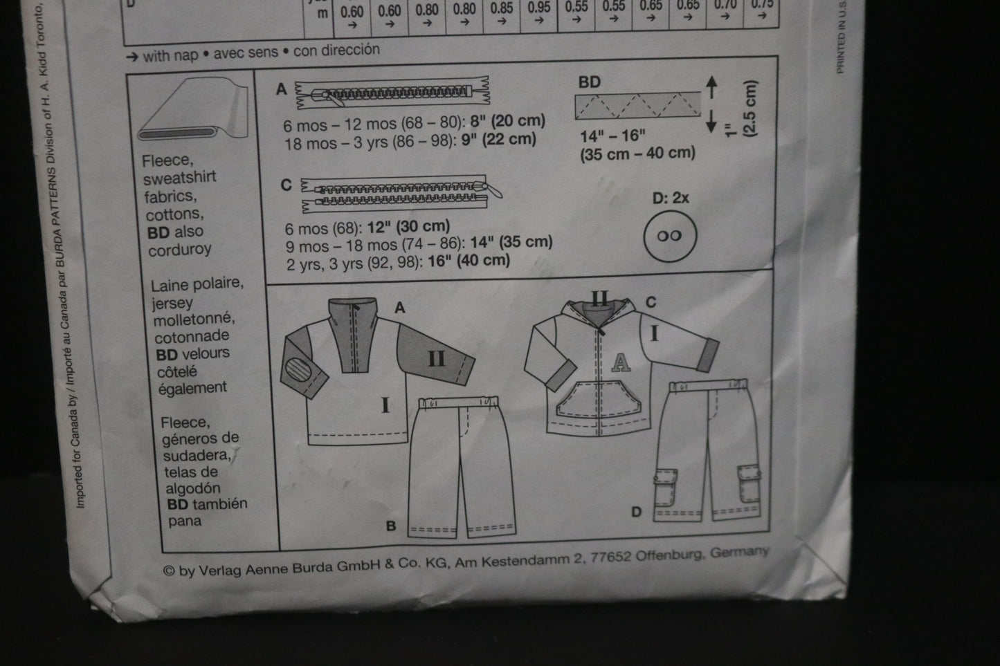 Burda 9716 INfants Toddlers Boys Jacket Shirt and Pants Sewing Pattern - UNCUT - Size 6M 9M 12M 18M 2 3