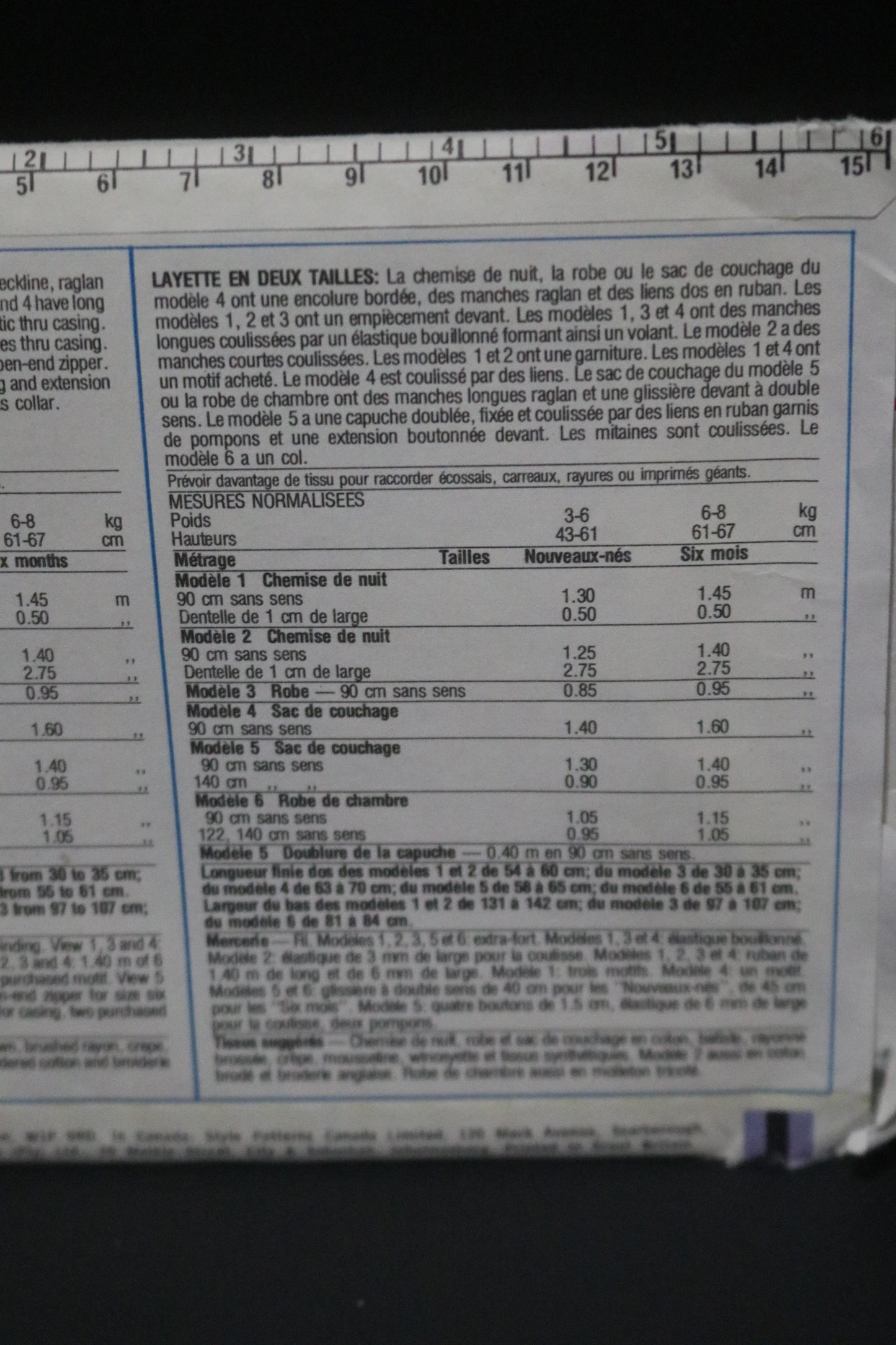 Style 4723 Layette in Two Sizes Sewing Pattern - UNCUT - Size Newborn ( 3 - 6 lbs)