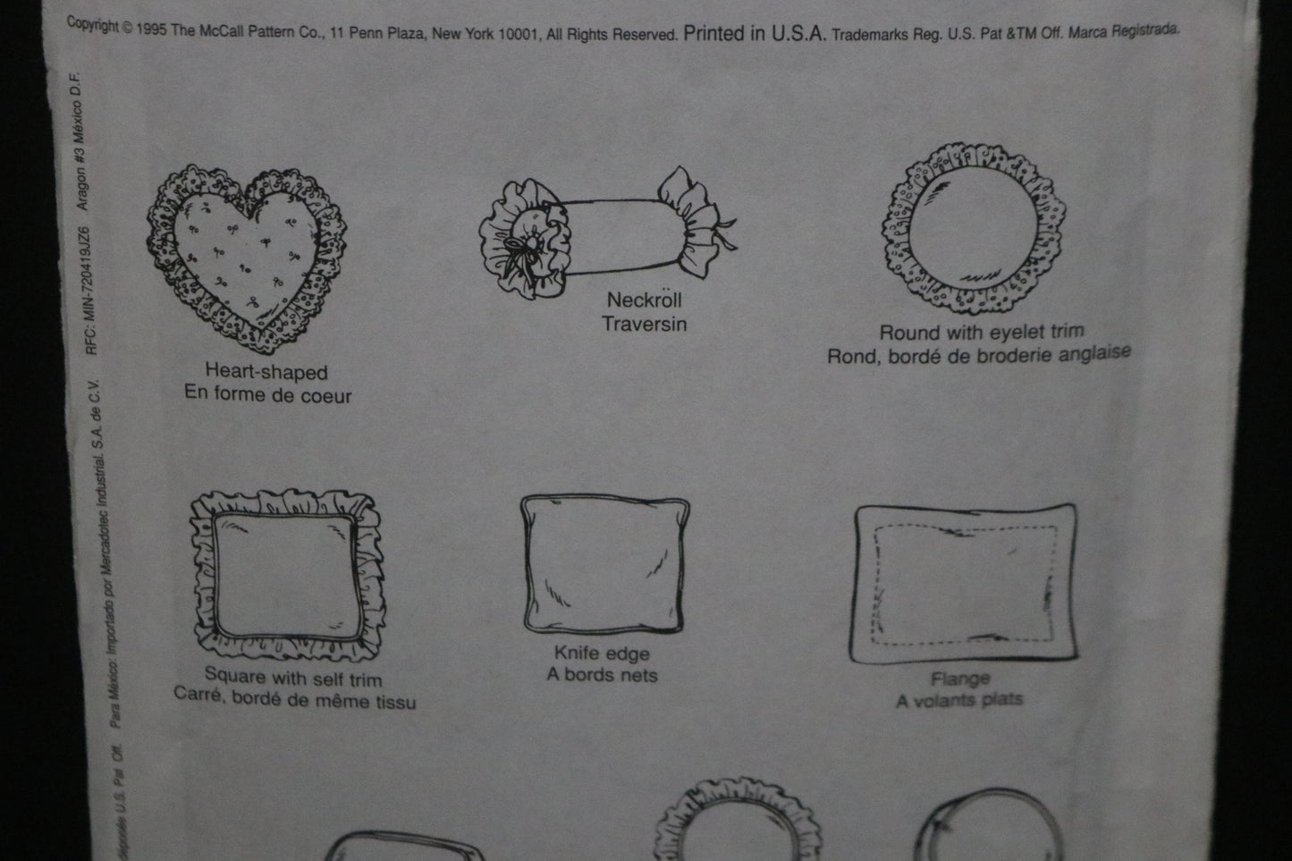 McCalls 8081 Pillow Essentials Sewing Pattern - UNCUT