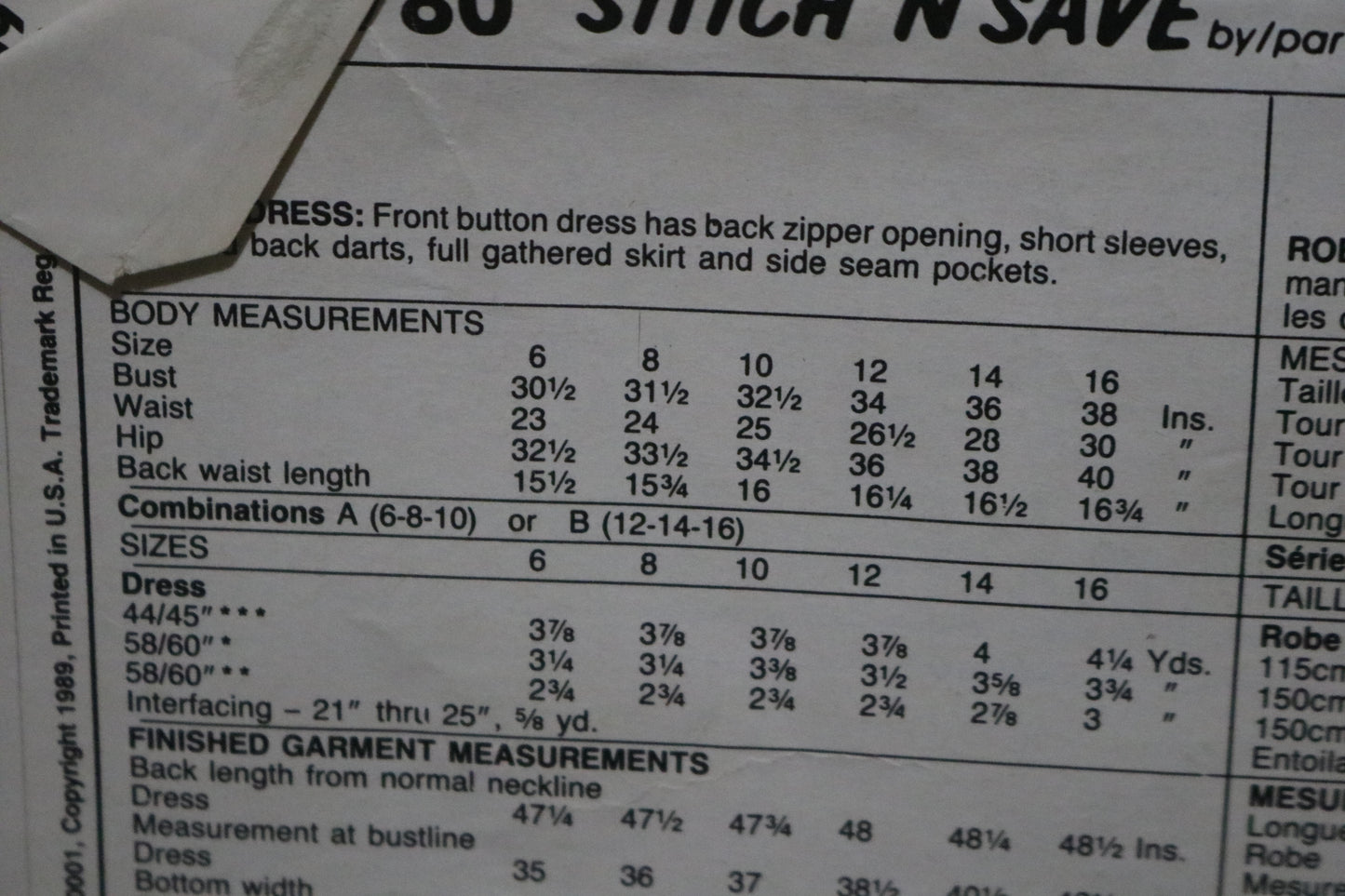 McCalls Stitch n Save 4780 Misses Dress Sewing Pattern - UNCUT - Size 6 8 10