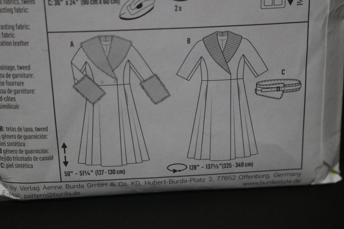 Burda Style 7279 Misses Coat Sewing Pattern - UNCUT Size 6 8 10 12 14 16 18