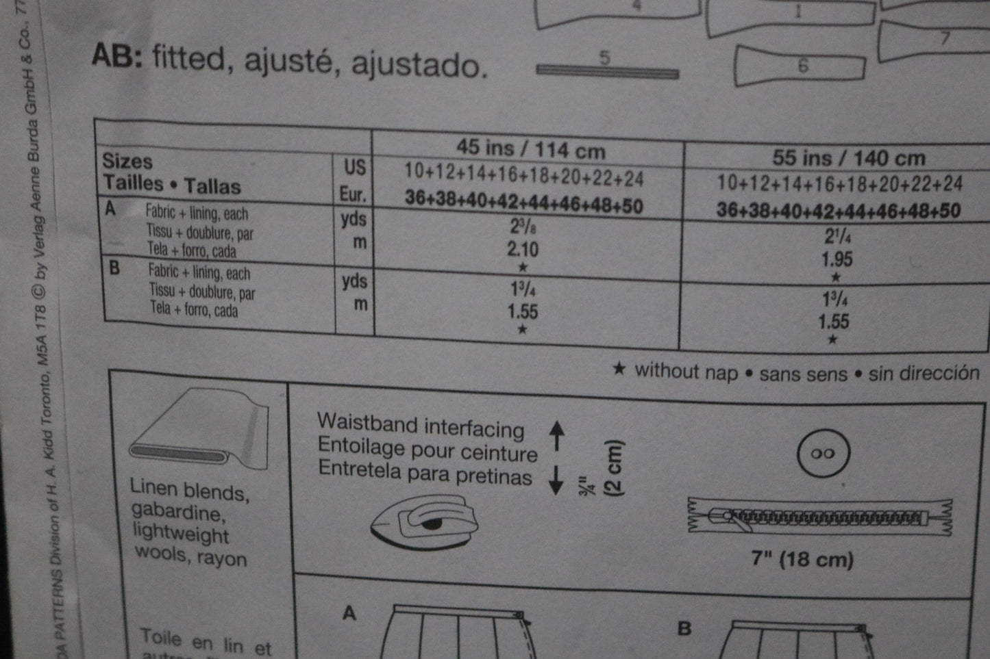 Burda 8213 Misses Skirt Sewing Pattern - UNCUT - Size 10 - 24