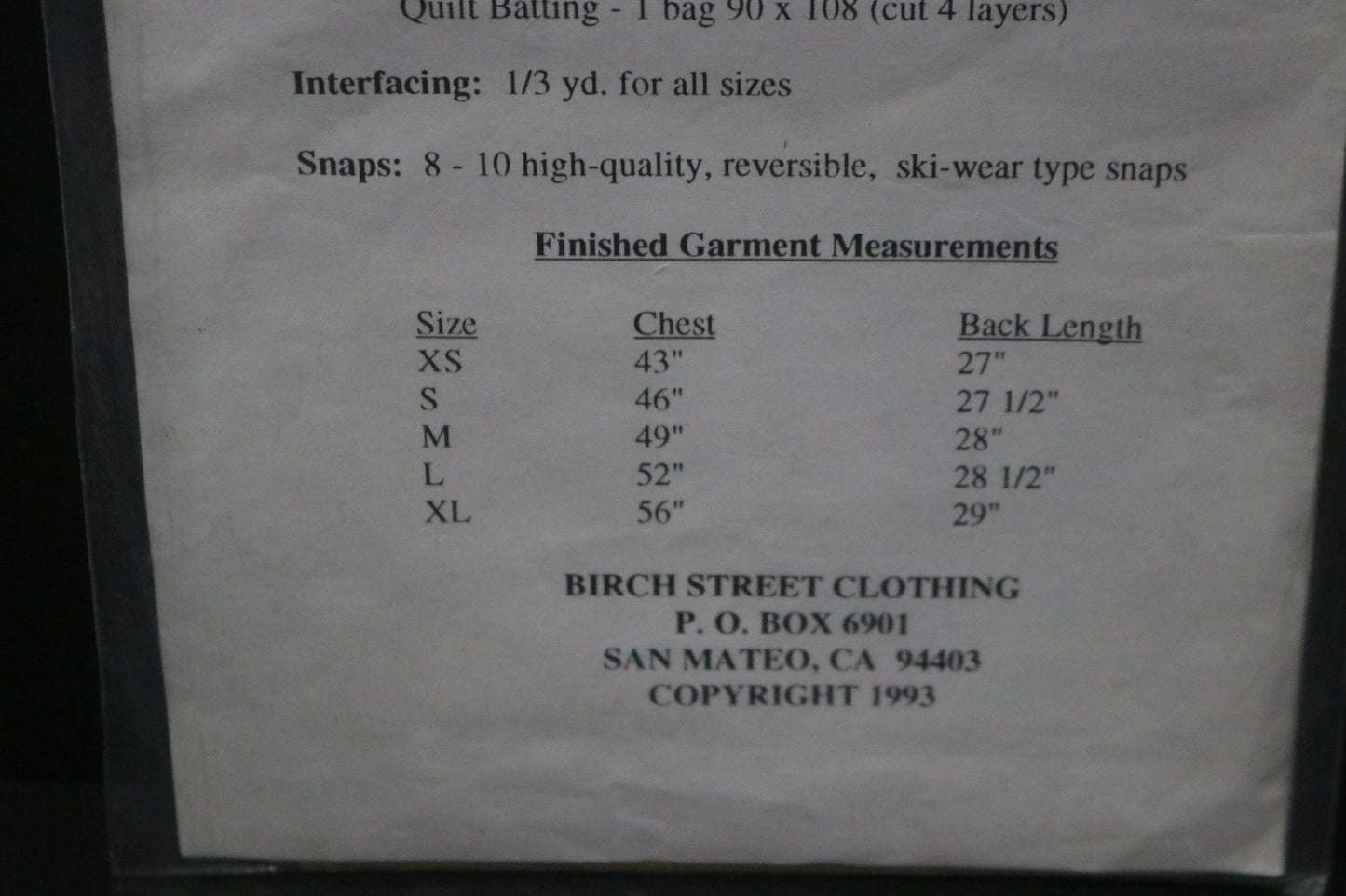 Birch Street Clothing Misses and Mens Reversible Vest Sewing Pattern - UNCUT - Size XS - XL
