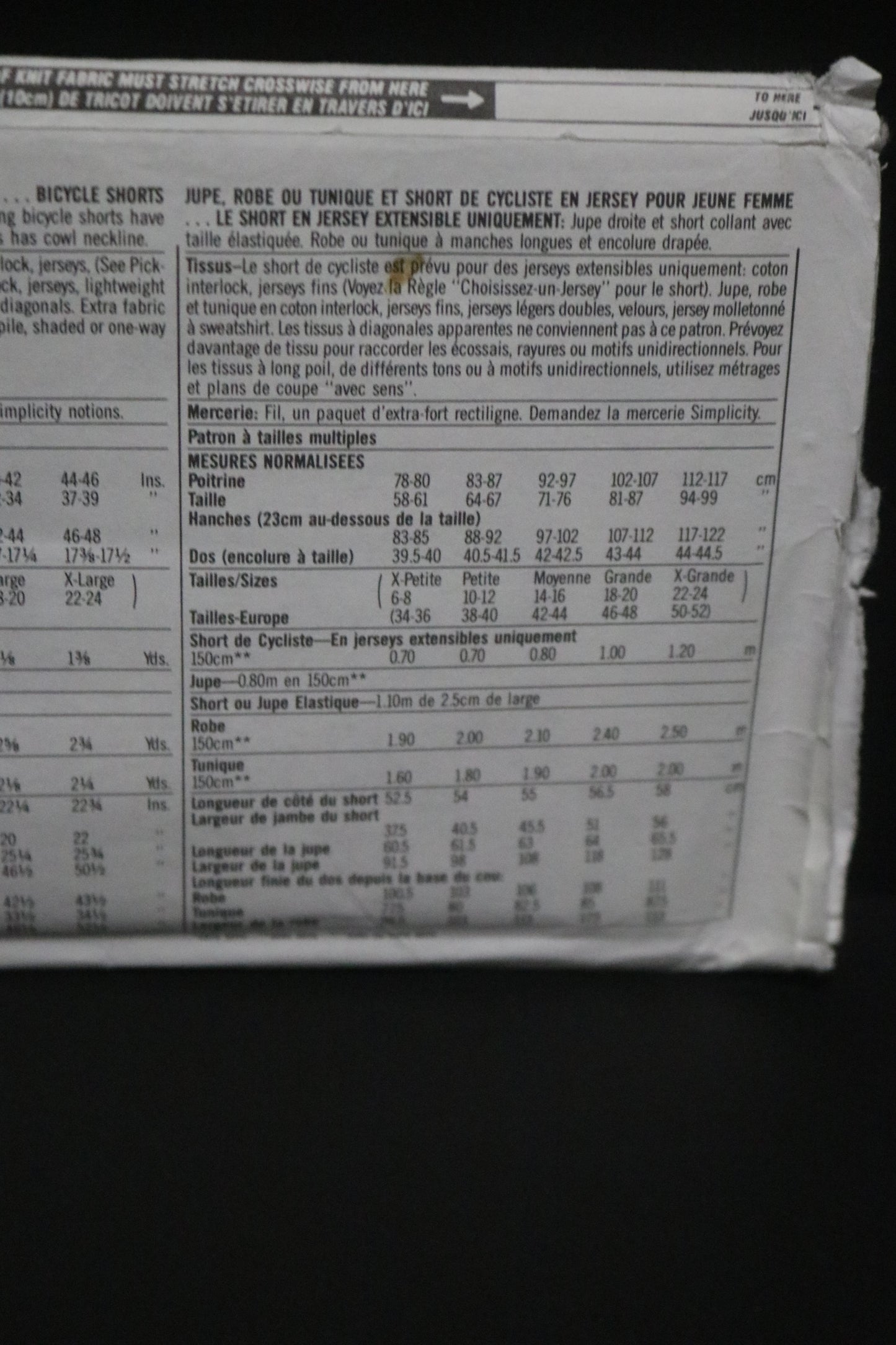 Simplicity 7444 Misses Knit Skirt Dress or Tunic and Bicycle Shorts Sewing Pattern UNCUT Size Pt - XL