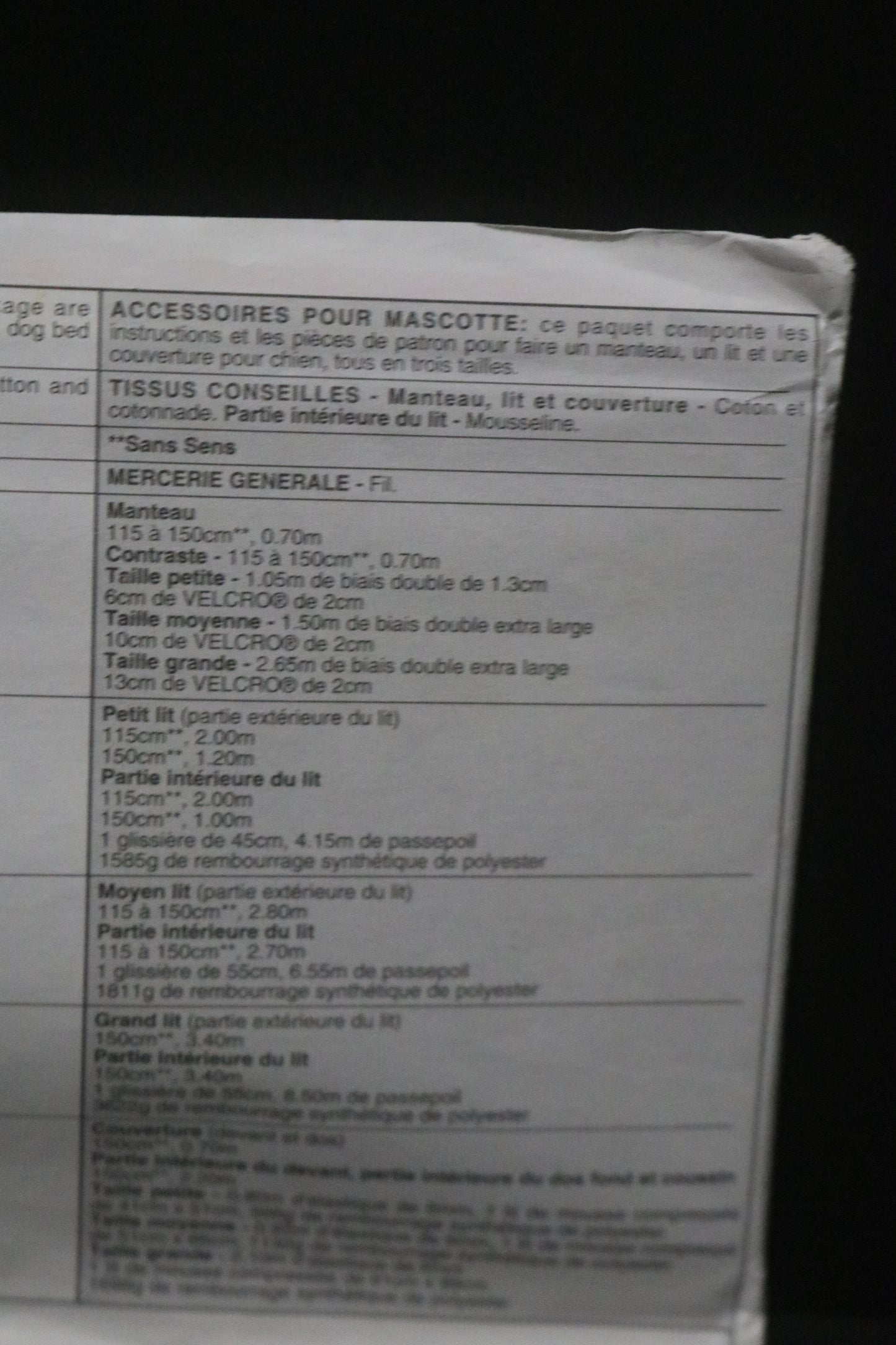 McCalls 3071 Pet Accessories Sewing Pattern UNCUT