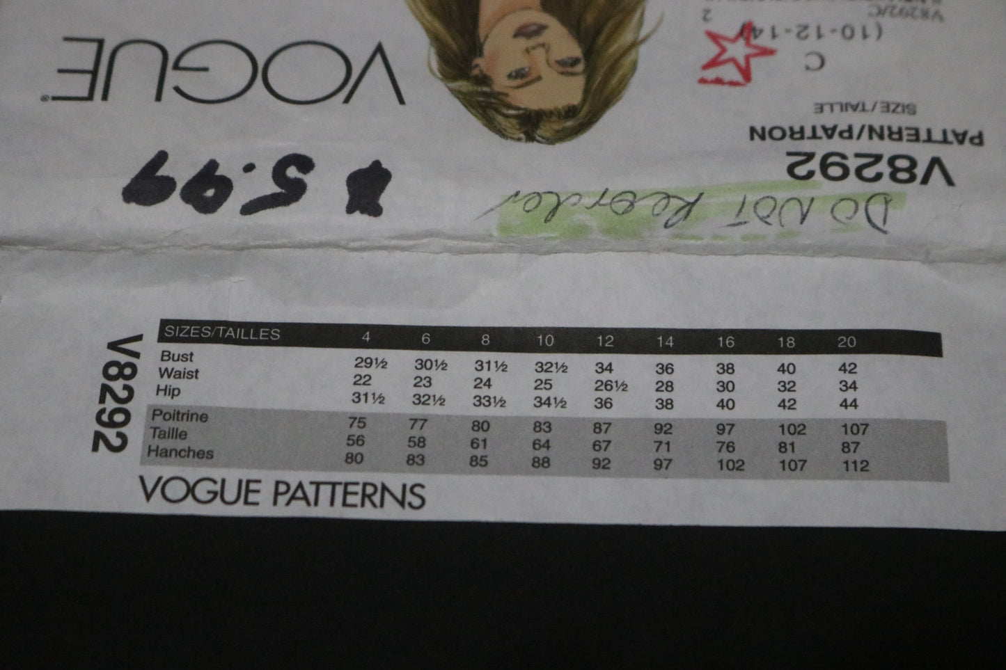 Vogue 8292 Misses Blouse Sewing Pattern - UNCUT - Size 10 12 14