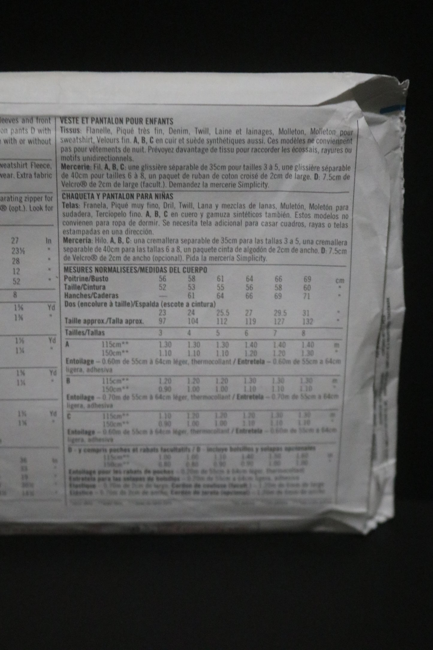 Simplicity 8902 Childs Jacket and Pants Sewing Pattern UNCUT Size 3 4 5 6 7 8