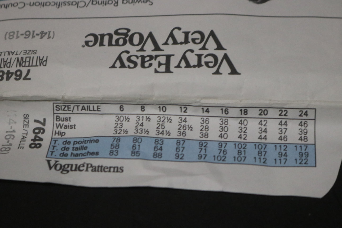 Vogue 7648 Misses Skirt Sewing Pattern - UNCUT - Size 14 16 18