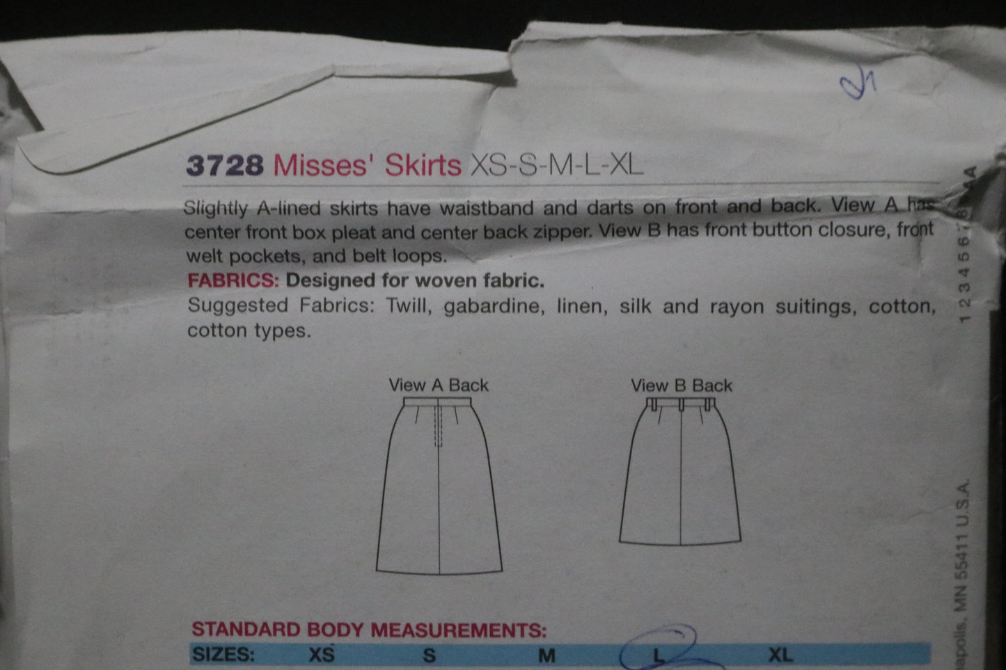 Kwik Sew 3728 Misses Skirts Sewing Pattern - UNCUT - Size Xs S M L XL