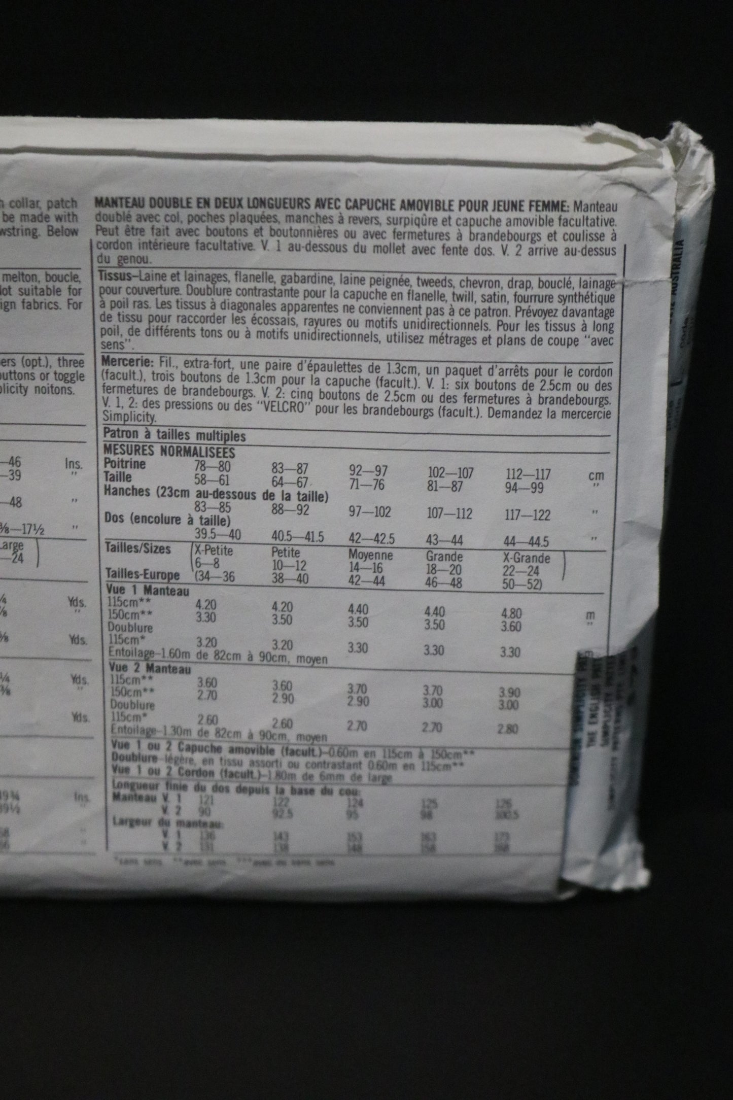Simplicity 7457 Misses Lined Coat in Two Lengths with Detachable Hood Sewing Pattern - UNCUT - Size Pt - XL