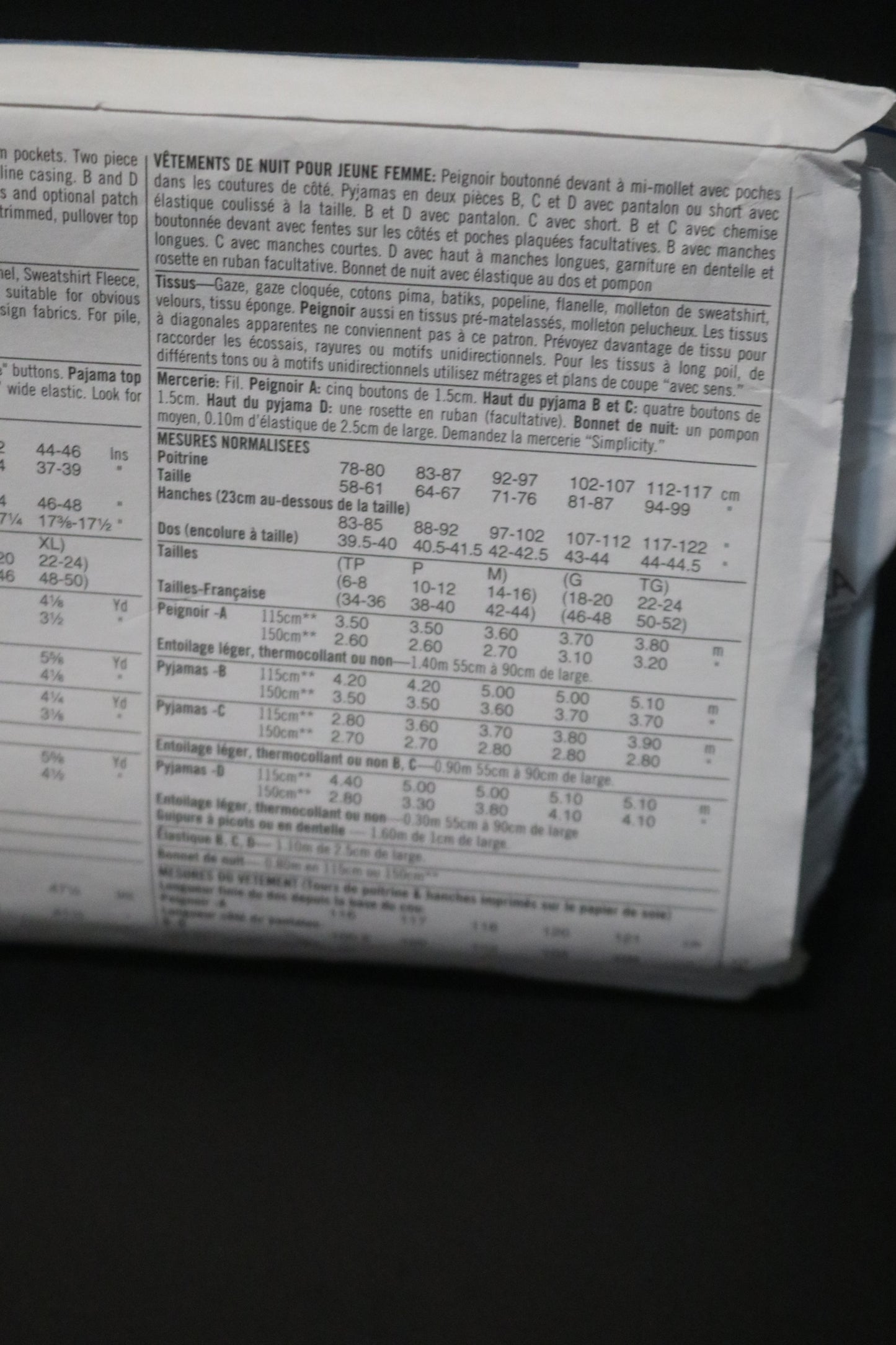 Simplicity 9250 Misses Sleepwear Sewing Pattern - UNCUT - Size Xs S M