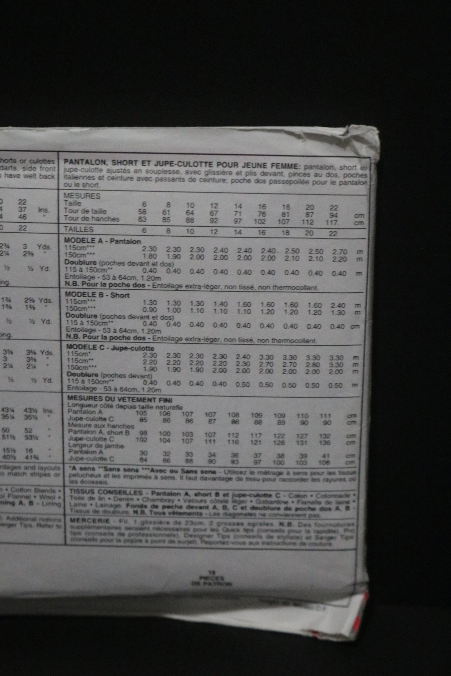 McCalls 6679 Palmer / Pletsch Misses Relaxed Fit Pants Shorts and Culottes Sewing Pattern UNCUT Size 16