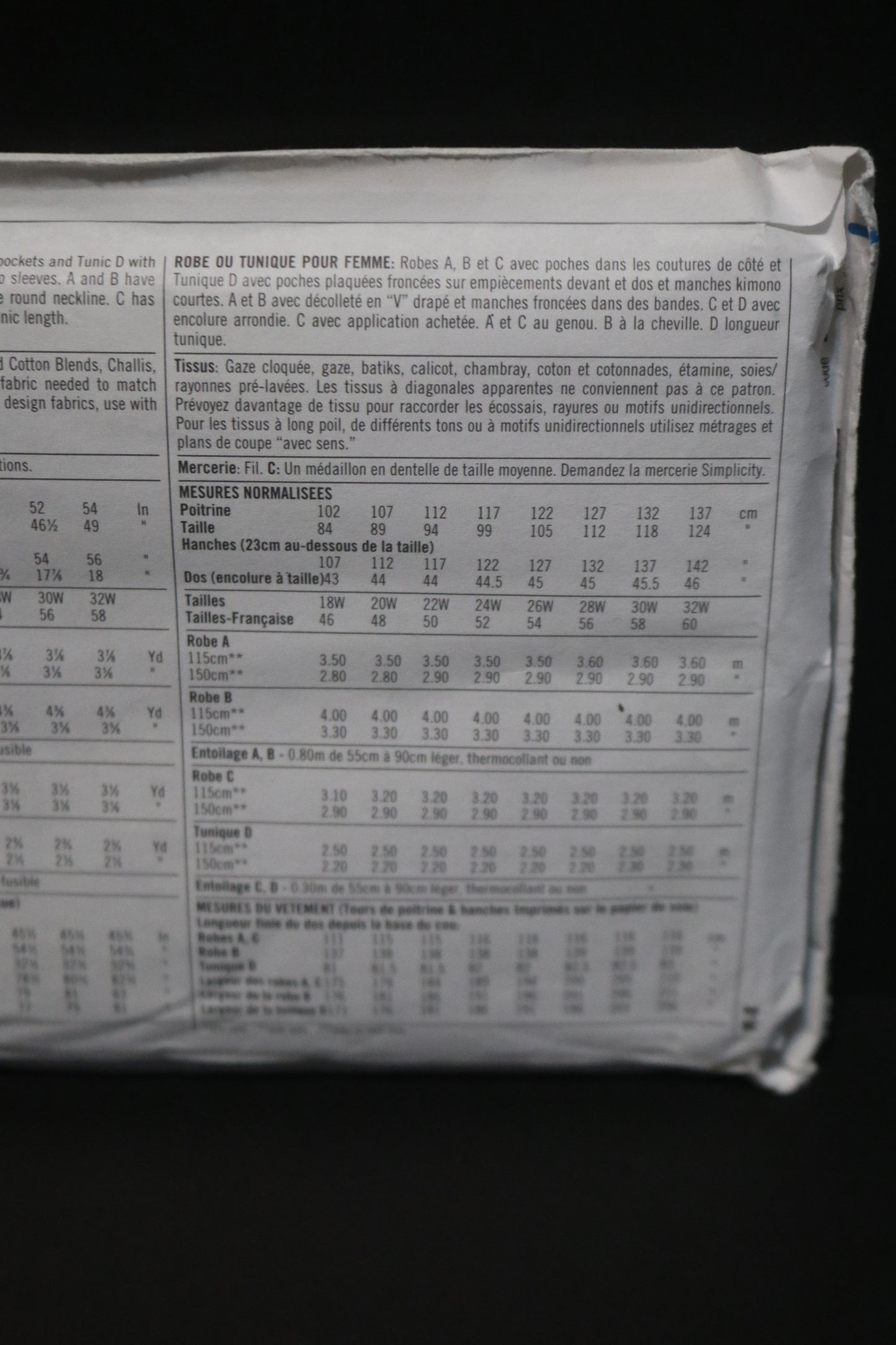 Simplicity 9548 Womens Dress or Tunic Sewing Pattern UNCUT Size 18w - 24w