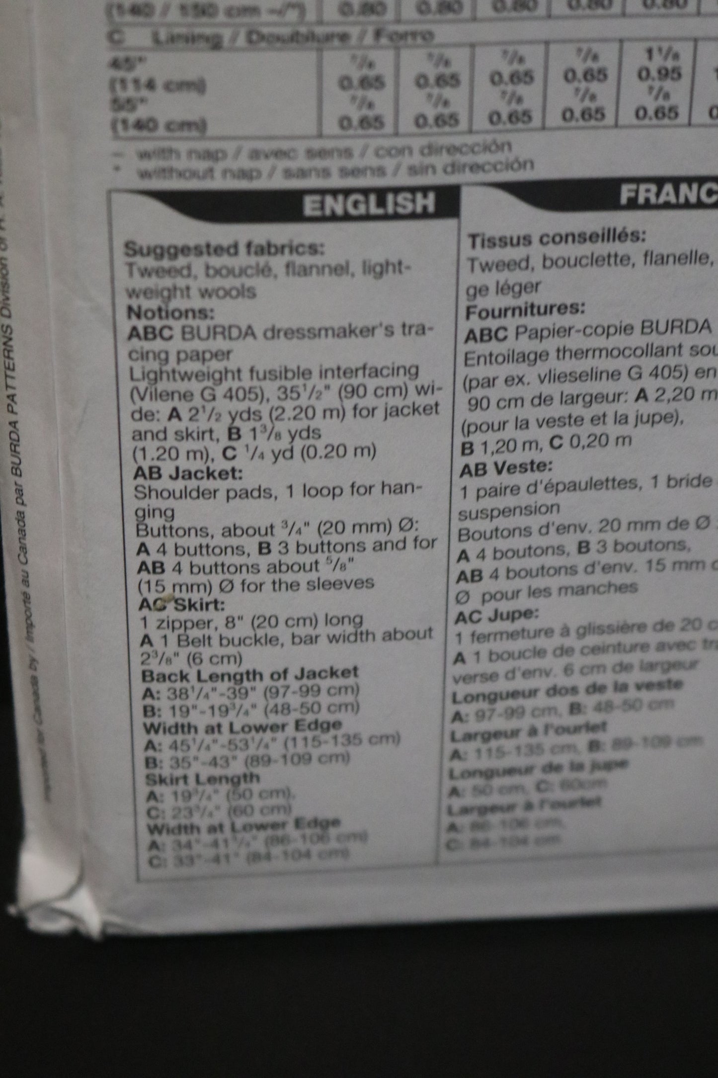 Burda 3100 Misses Jacket and Skirt Sewing Pattern - UNCUT - Size 8 10 12 14 16 18