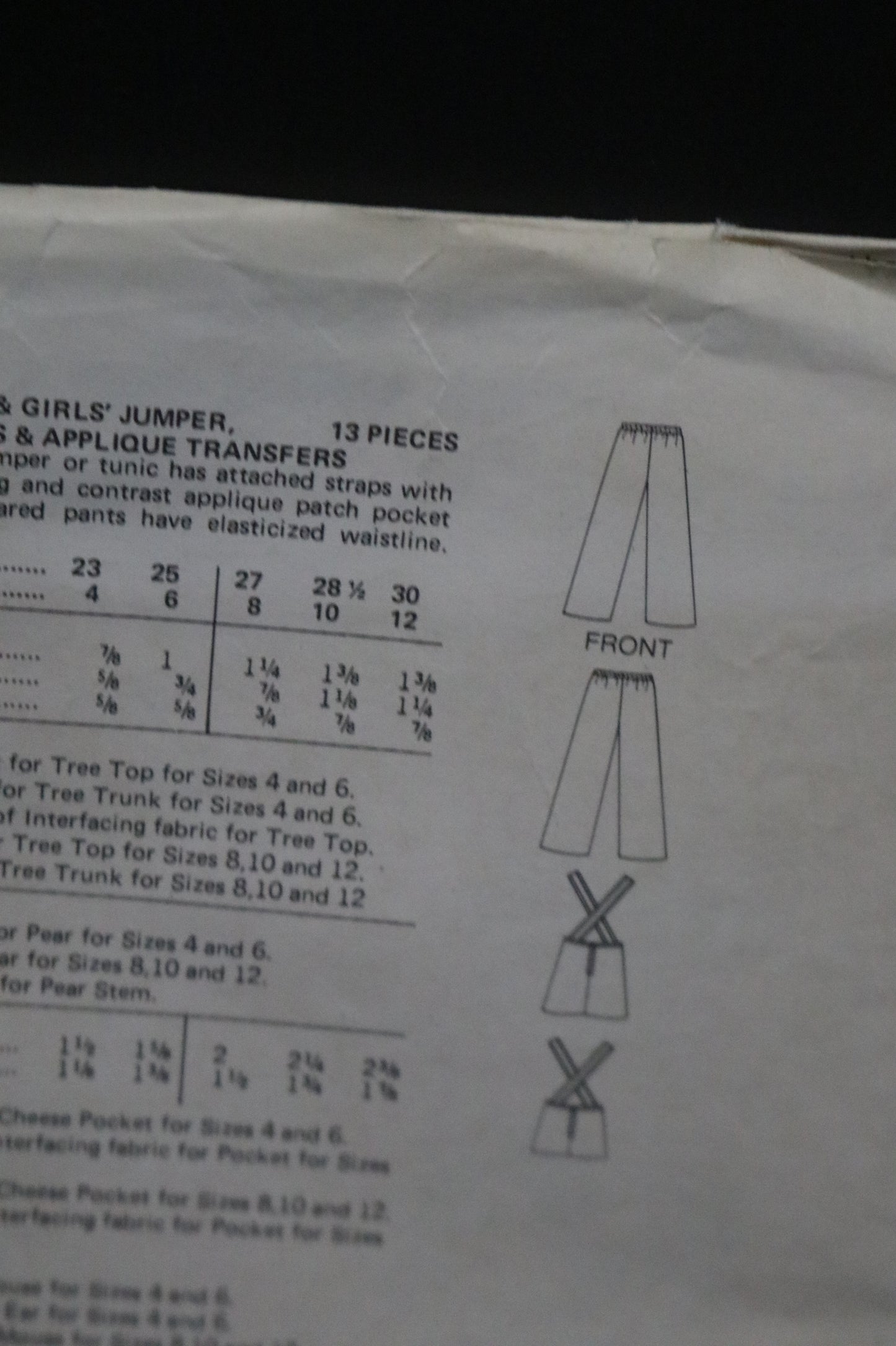 70s Butterick 3819 Children's and Girls Jumper, Tunic, Pants & Applique Transfers Sewing Pattern UNCUT Size 8