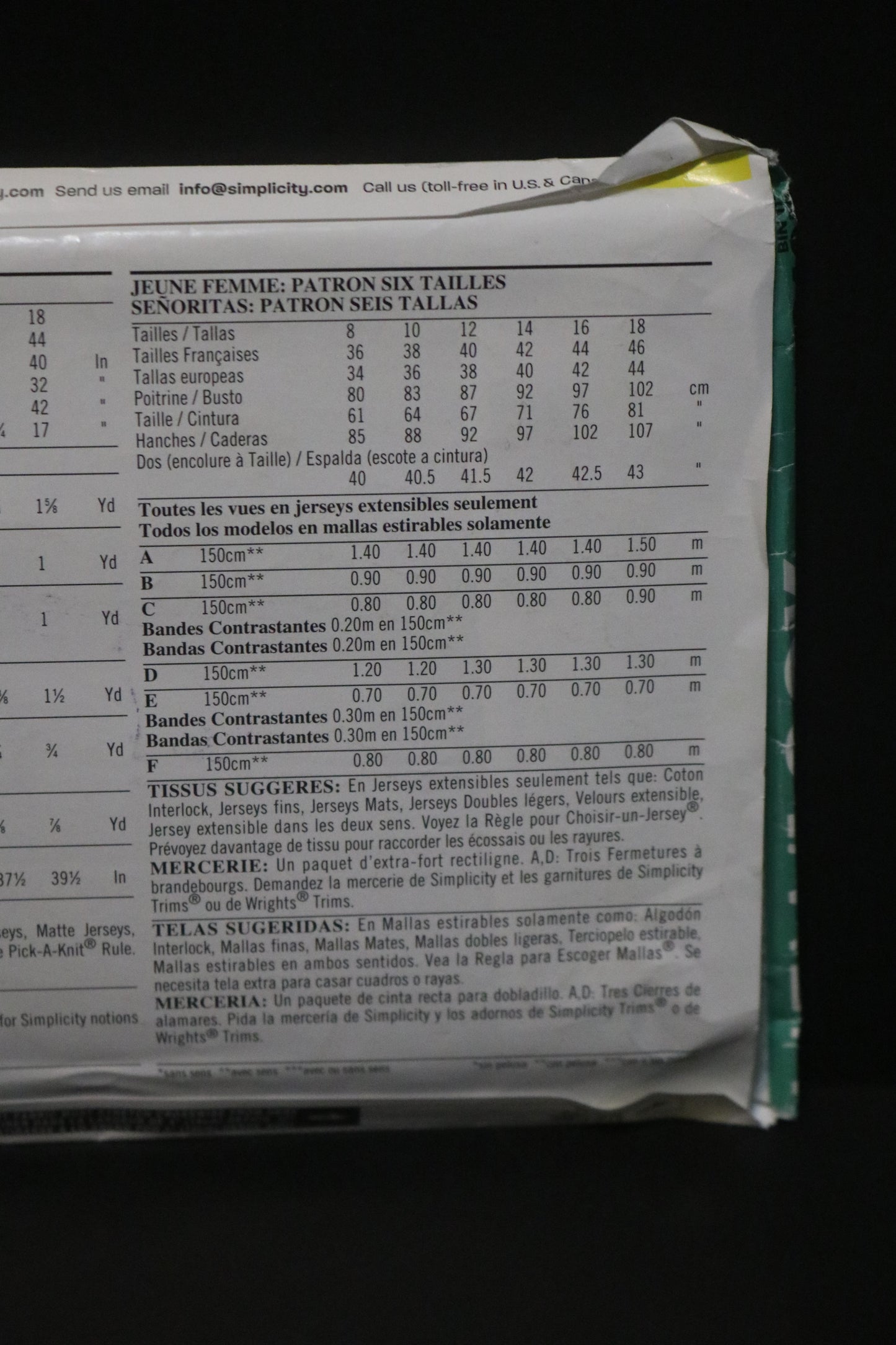 New Look 6405 Misses Knit Tops Sewing Pattern UNCUT - Size 8 - 18