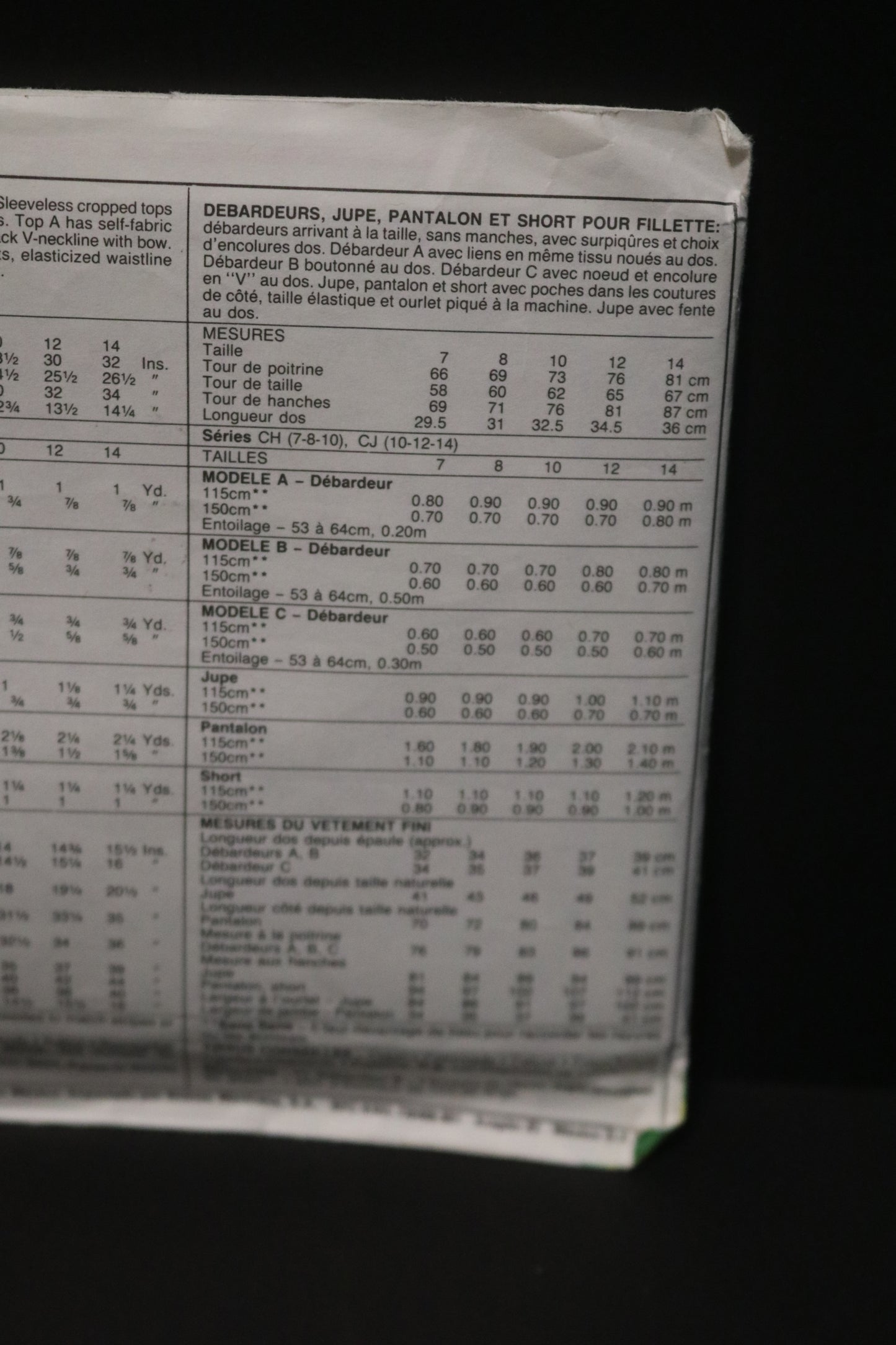 McCalls 4238 Girls Tops, Skirt Pants and Shorts Sewing Pattern UNCUT Size 10 12 14