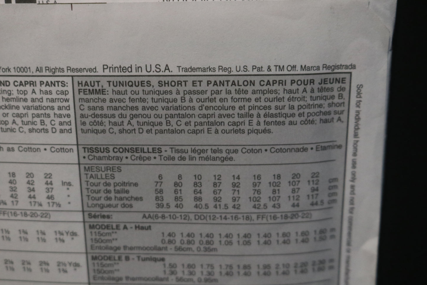 McCalls 4099 Misses Top Tunics Shorts and Capri Pants Sewing Pattern - UNCUT - Size 6 8 10 12