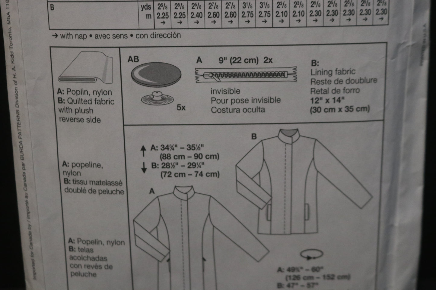 Burda 8419 Misses Jacket Sewing Pattern - UNCUT - Size 10 12 14 16 18 20 22