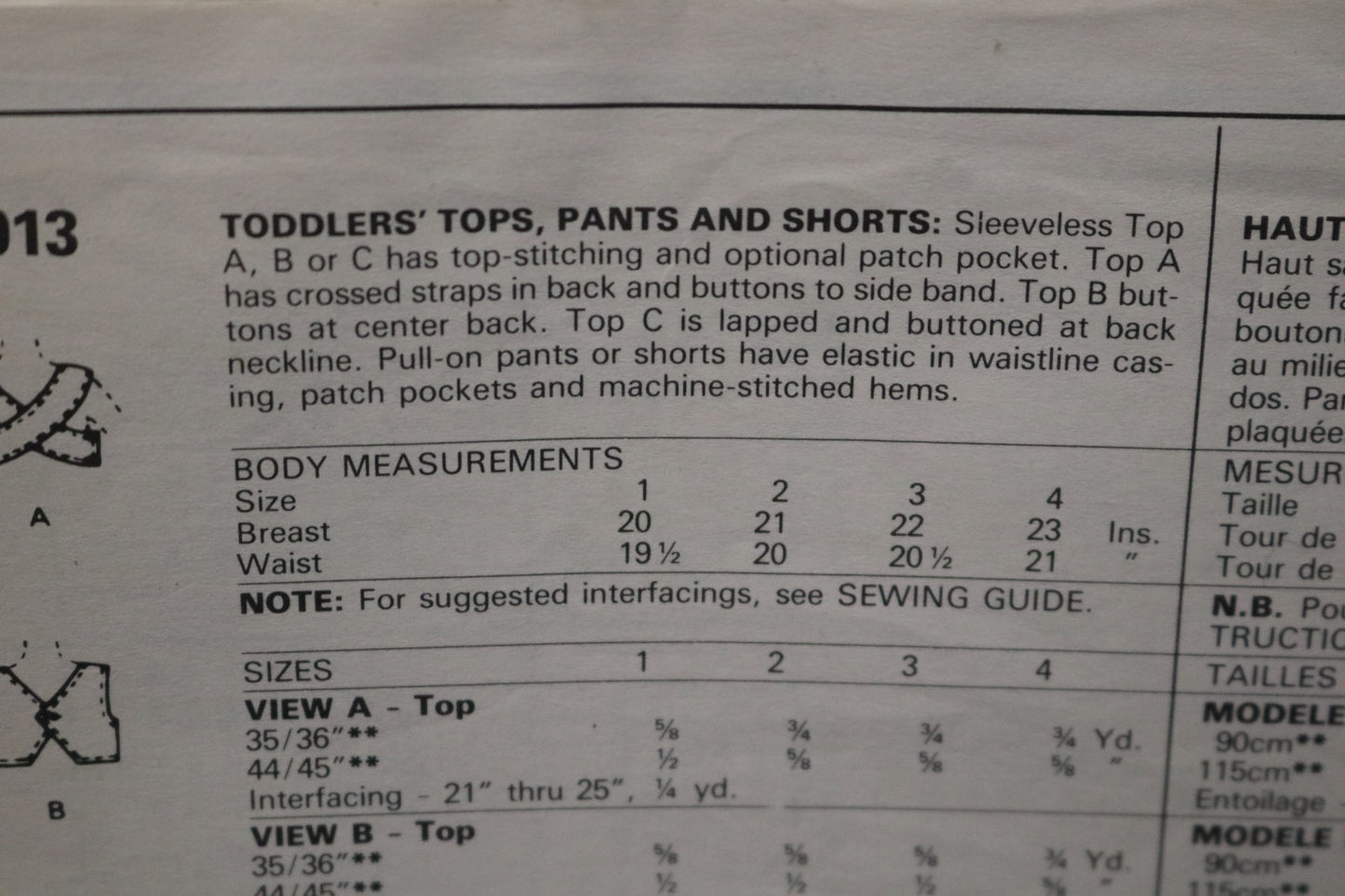 McCalls 3013 Toddlers Girls Tops Pants and Shorts Sewing Pattern - UNCUT Size 2