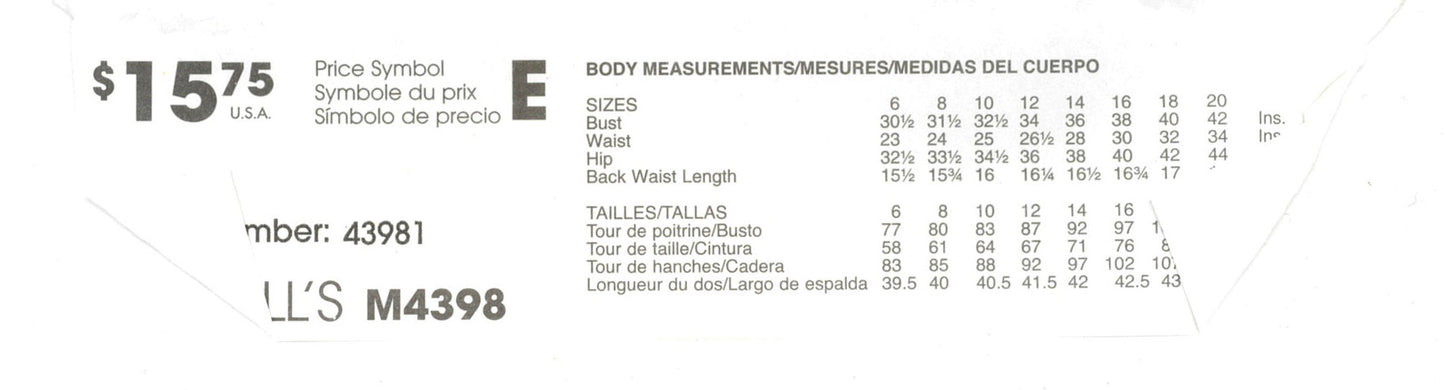 McCalls 4398 Misses / Miss Petite Maternity Dresses in Two Lengths Sewing Pattern UNCUT Size 6 8 10 12