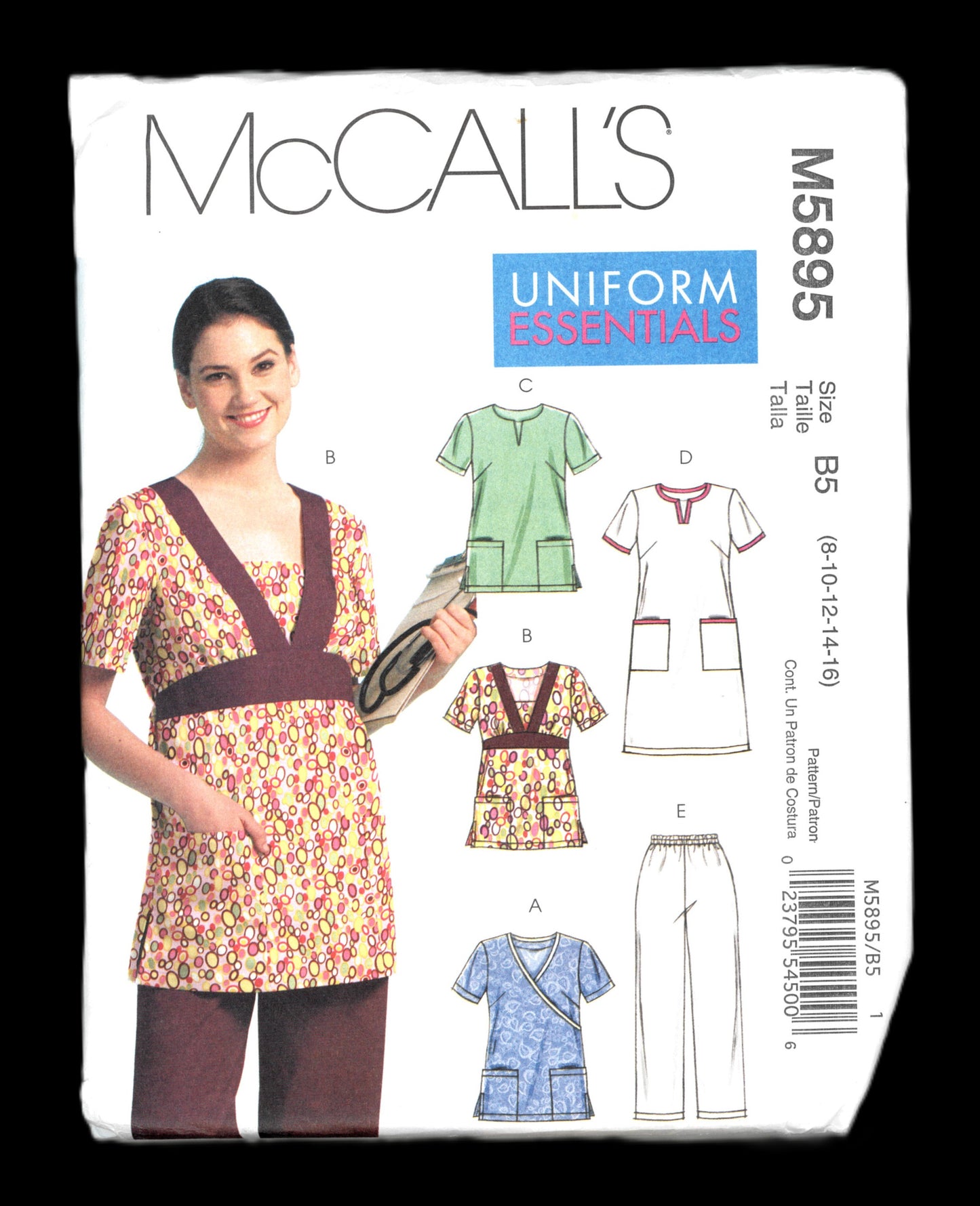McCalls 5895 Misses and Mens Medical Scrubs Tops Dress and Pants Sewing Pattern - UNCUT - Size 8 10 12 14 16