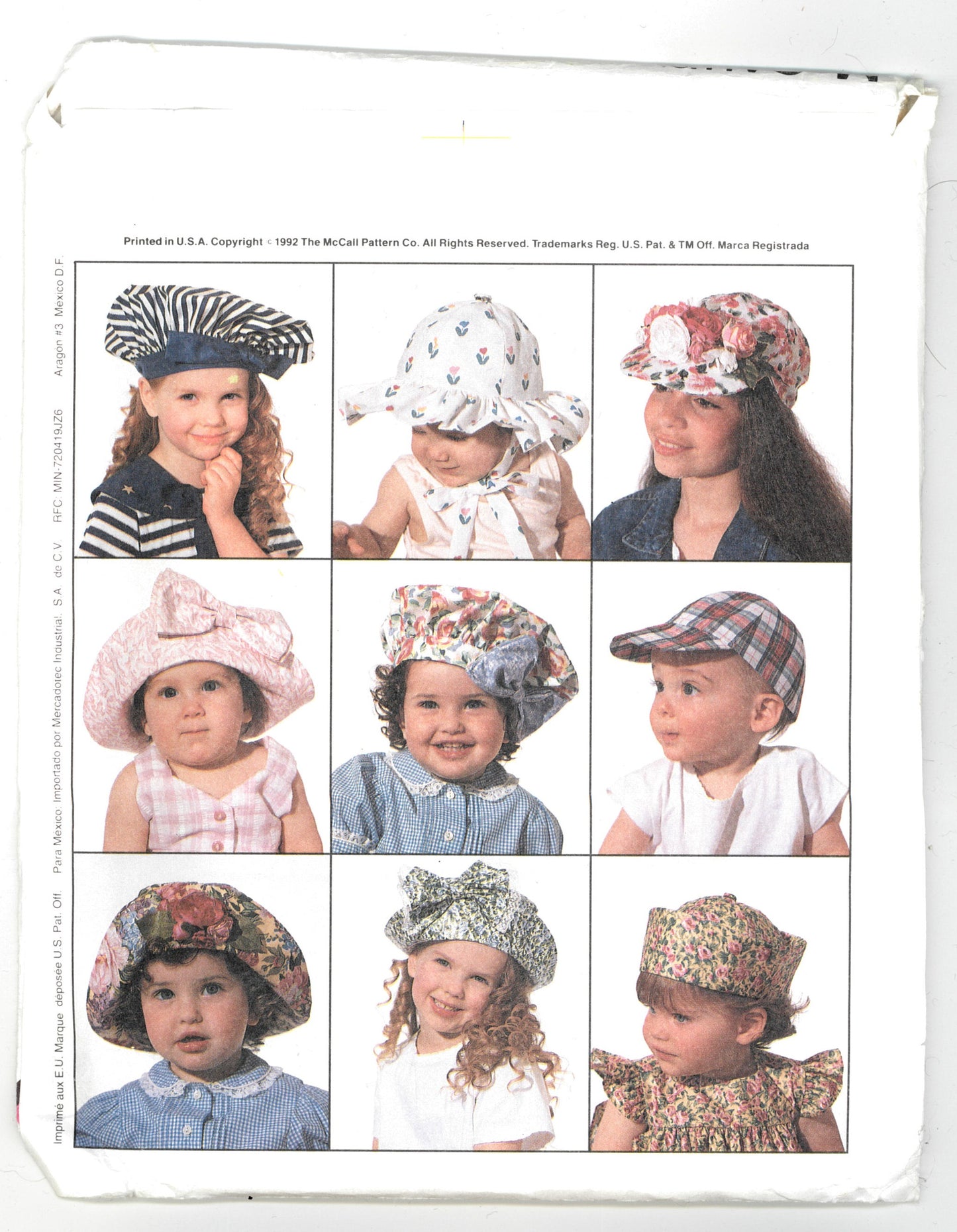 McCalls 9047 / 6210 Childrens Boys Girls Hats Sewing Pattern - UNCUT