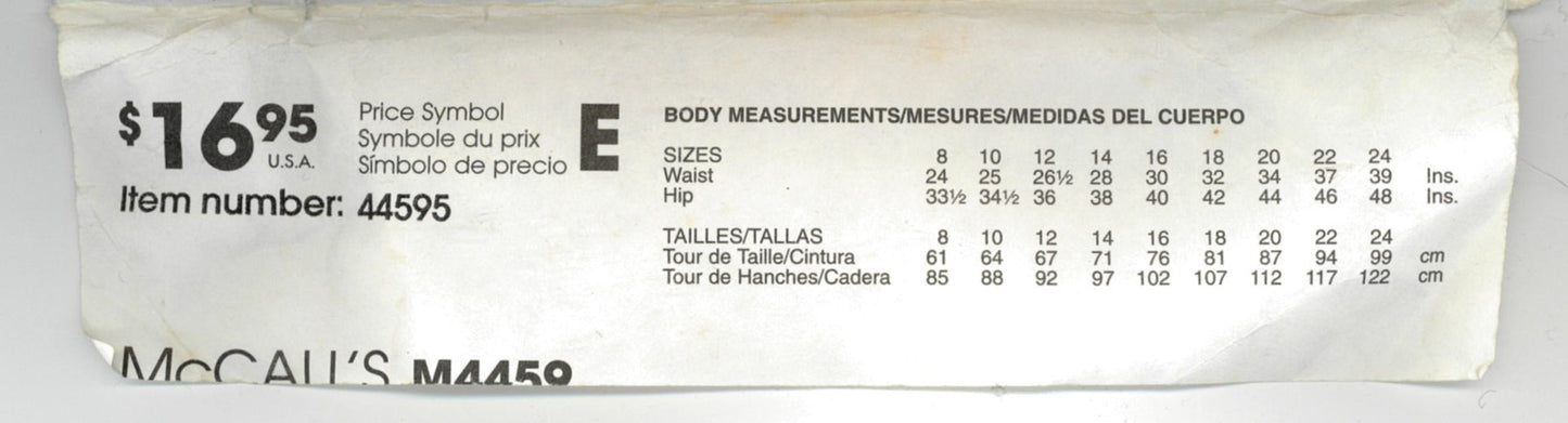 McCalls 4459 Misses Pants Sewing Pattern UNCUT Size 20 22 24