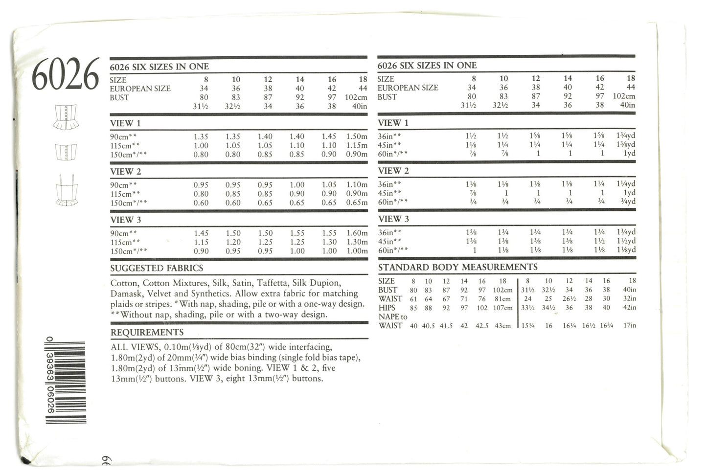 New Look 6026 Misses Bustier Tops Sewing Pattern - UNCUT - Size 8 - 18