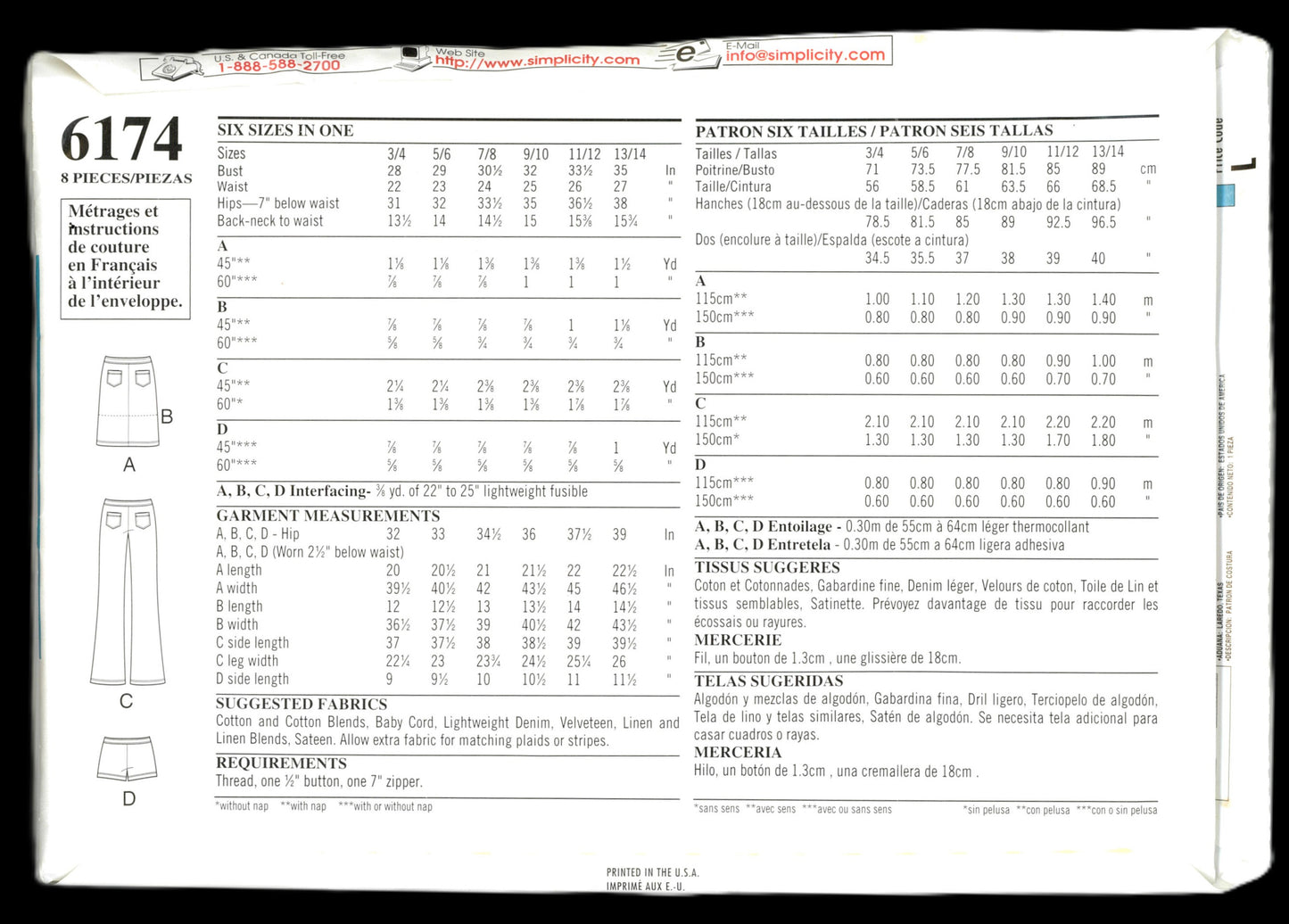 New Look Cool 6174 Junior Teens Pants Skirt and Shorts Sewing Pattern UNCUT Size 3/4 - 13/14