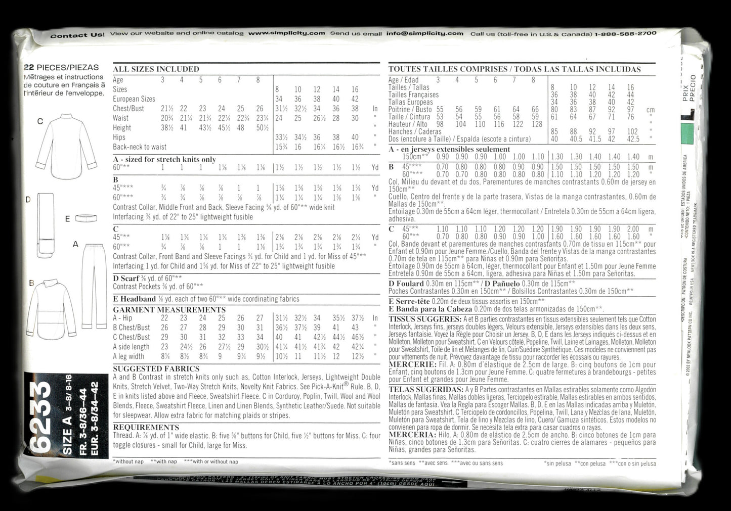 New Look 6233 Mother Daughter Top and Pants Sewing Pattern UNCUT Childs Size 3 - 8 Misses Size 8 - 16