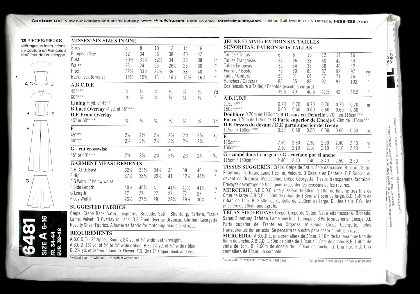 New Look 6481 Misses Top Pants and Skirt Sewing Pattern - UNCUT - Size 6 - 16