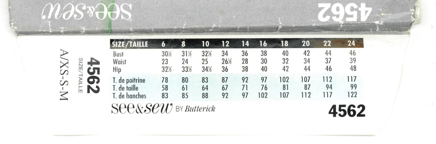 See and Sew 4562 Misses Dress Sewing Pattern - UNCUT - Size Xs S M