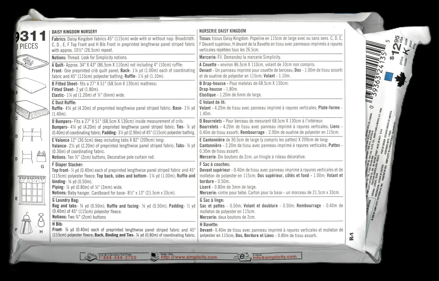 Simplicity 9311 Daisy Kingdom Nursery Set Sewing Pattern - UNCUT