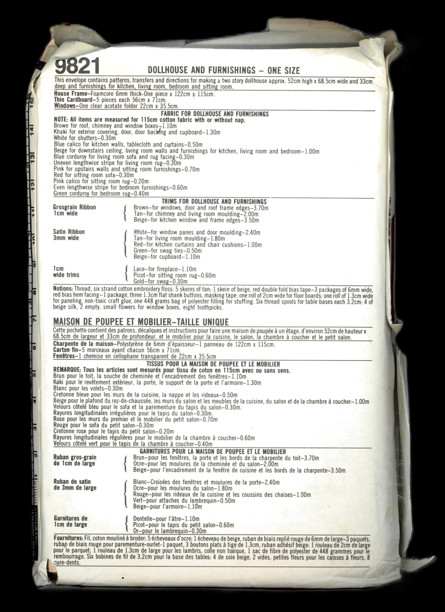 Simplicity 9821 Dollhouse and Furnishings Sewing Pattern - One Size