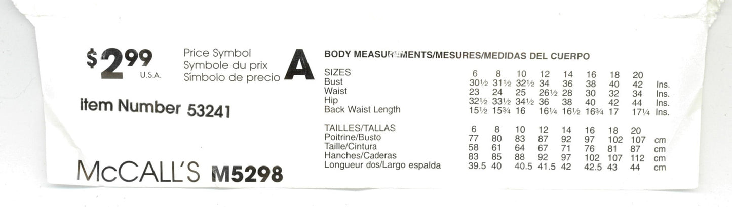 McCalls Stitch n Save 5298 Misses / Miss Petite Unlined Jacket, Top Skirt and Pants Sewing Pattern - UNCUT - Size 14 16 18 20