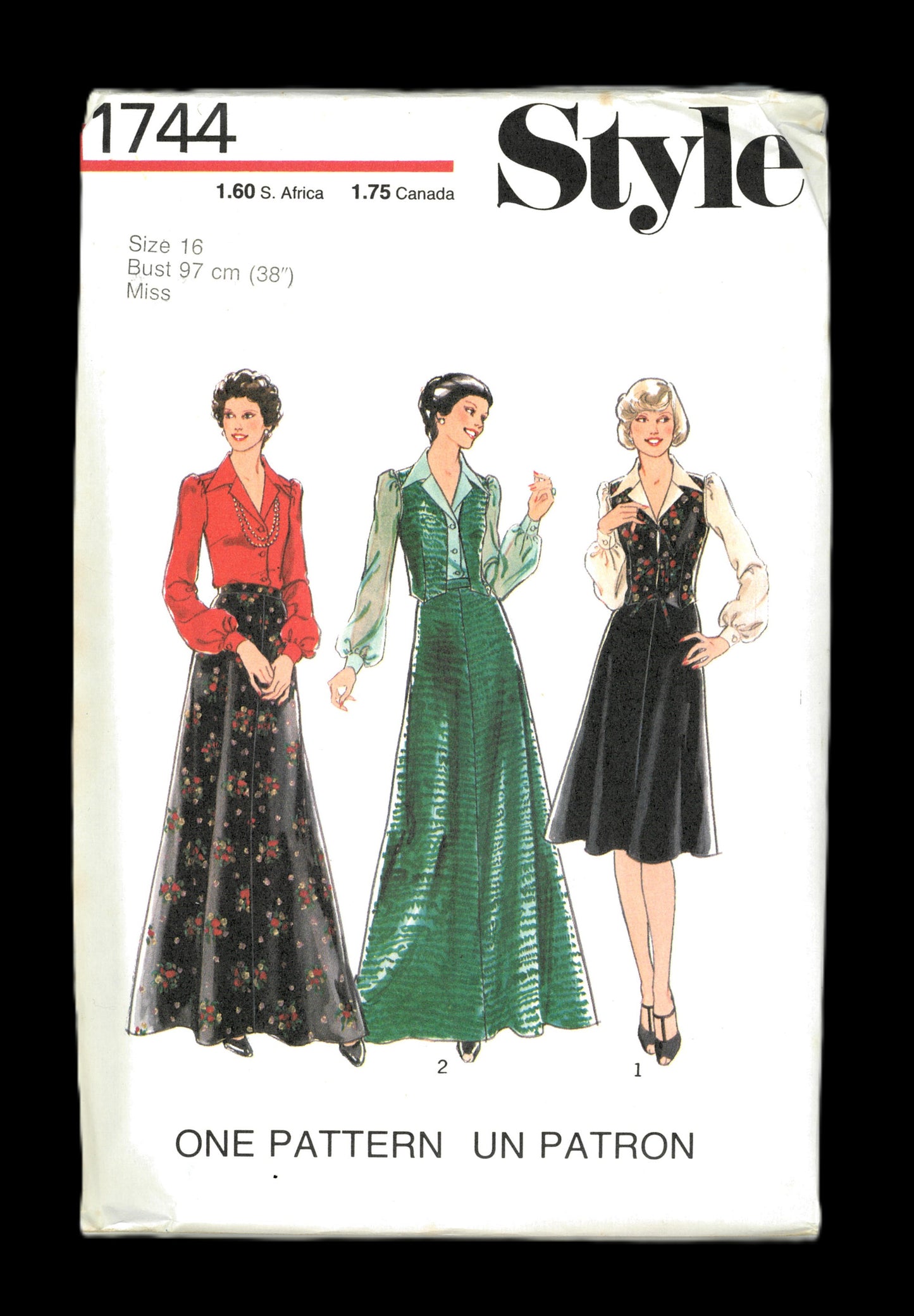 70s Style 1744 Misses and Womens's Skirt in Two Lengths, Waistcoat and Blouse Sewing Pattern UNCUT Size 12 or Size 16 or Size 40&42