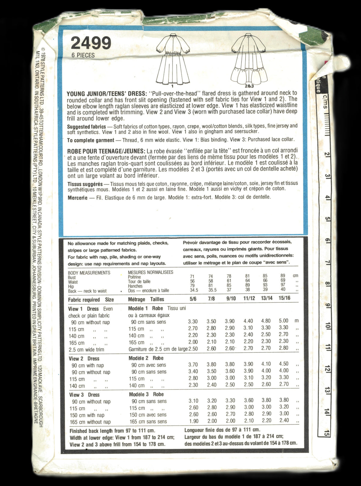 70s Style 2499 Junior / Teens Petite Dress Sewing Pattern UNCUT Size 11/12
