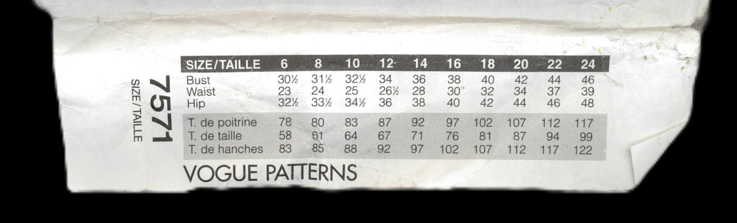 Vogue 7571 Misses / Misses Petite Dress Sewing Pattern UNCUT Size 8 10 12