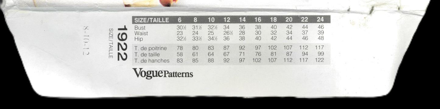Vogue 1922 Misses / Miises Petite Dress / Tunic Top & Pants Sewing Pattern - UNCUT - Size 8 10 12