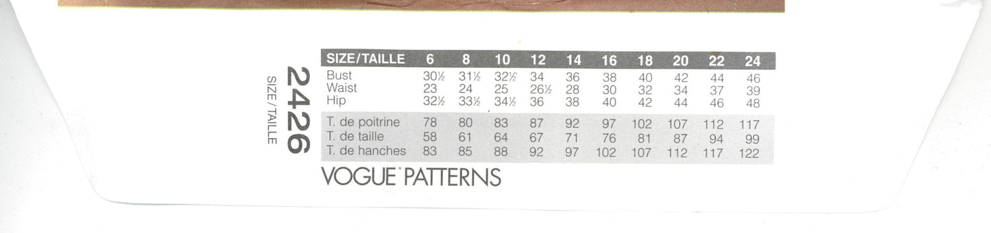 Vogue 2426 Misses Shirt Skirt Pants and Bra Sewing Pattern - UNCUT - Size 12 14 16