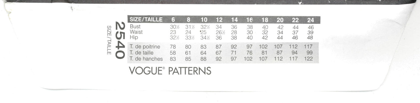 Vogue 2540 Donna Karan DKNY Misses Top and Skirt Sewing Pattern - UNCUT - Size 8 10 12