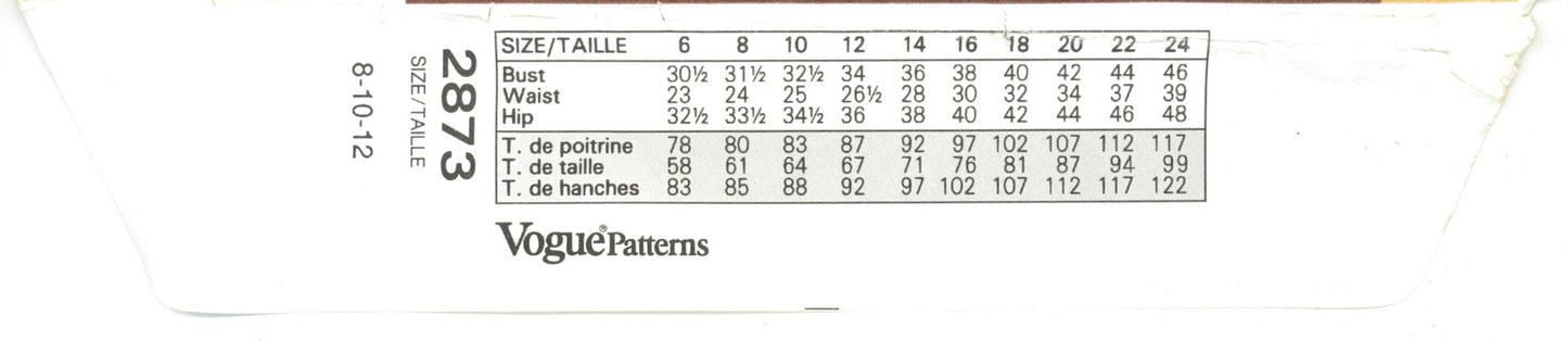 Vogue 2873 Todd Oldham Misses Blouse Sewing Pattern - UNCUT - Size 8 10 12