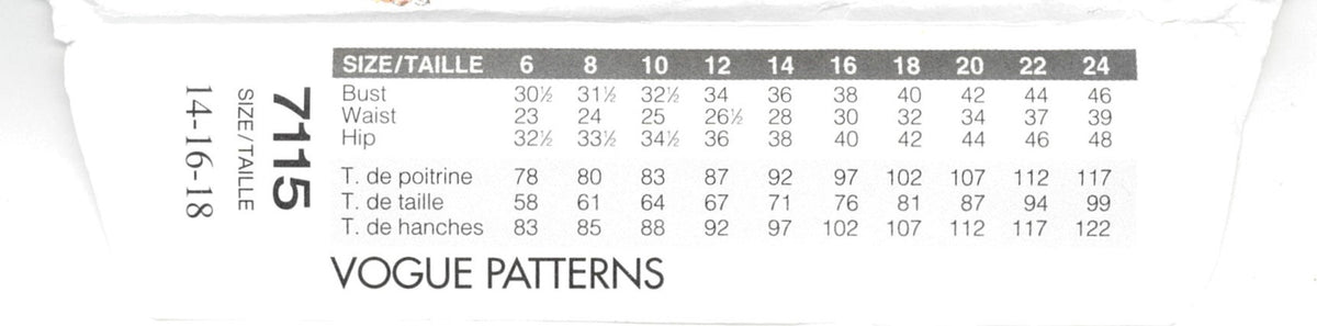 Vogue 7115 Misses Jumper & Top Sewing Pattern UNCUT Size 14 16 18