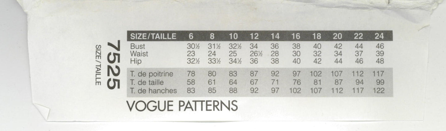 Vogue 7525 Misses Dress Tunic Skirt and Pants Sewing Pattern - UNCUT - Size 20 22 24