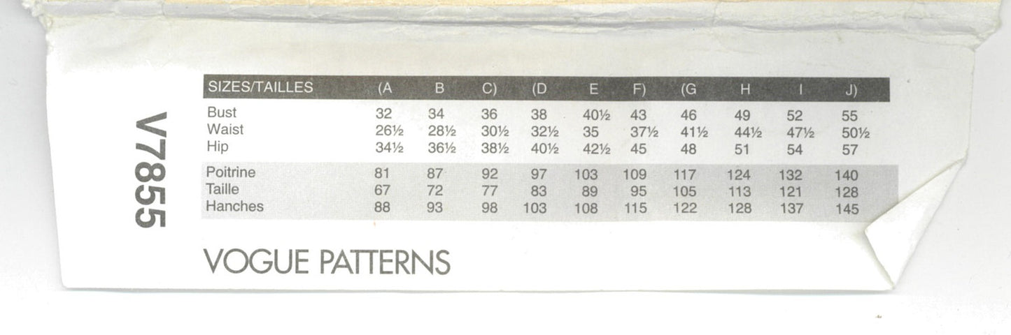 Vogue 7855 Sandra Betzina Misses / Misses Petite Jacket Sewing Pattern - UNCUT - Size G H I J