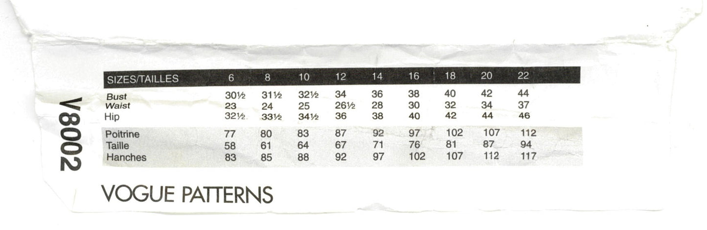 Vogue 8002 Misses Skirts Sewing Pattern - UNCUT - Size 18 20 22
