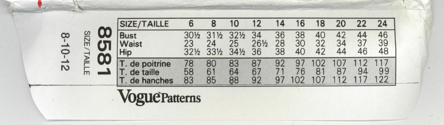 Vogue 8581 Misses Dress Jumper & Top Sewing Pattern UNCUT Size 8 10 12