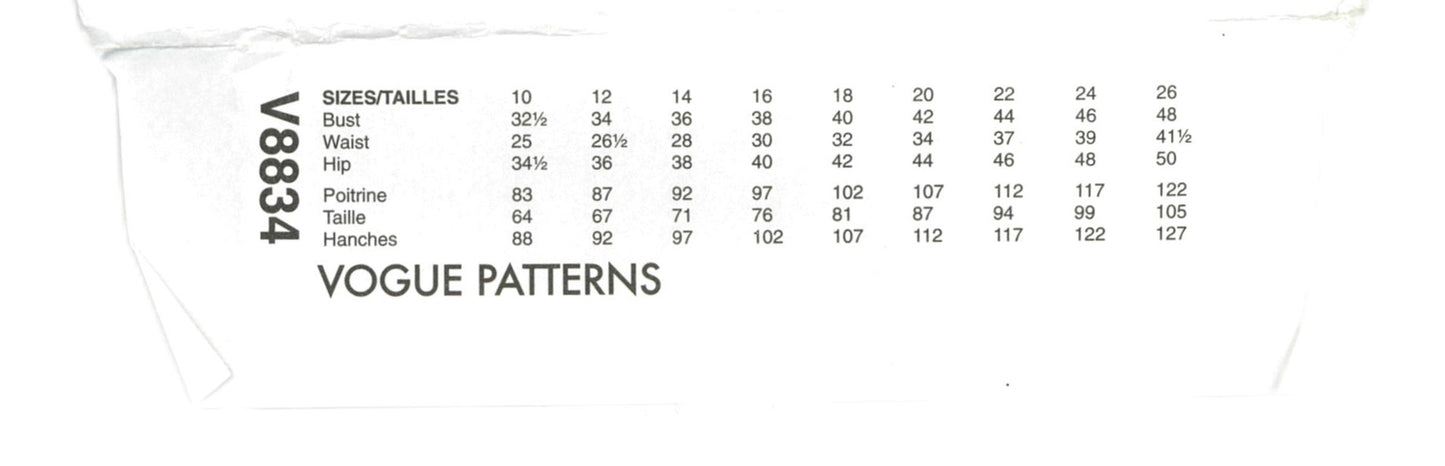 Vogue 8834 Katherine Tilton Misses Top Sewing Pattern - UNCUT - Size 18 20 22 24 26