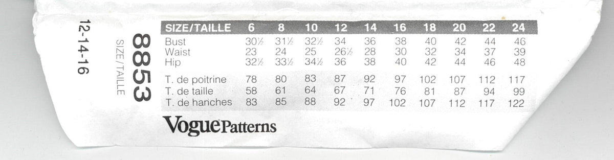 Vogue 8853 Misses Dress Sewing Pattern - UNCUT - Size 12 14 16